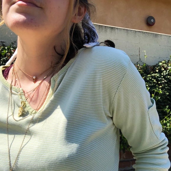 Vintage green & white striped tunic - Picture 2 of 5